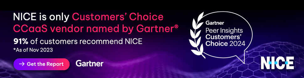 NICE only vendor named a 2024 Gartner Peer Insights CCaaS Customers' Choice